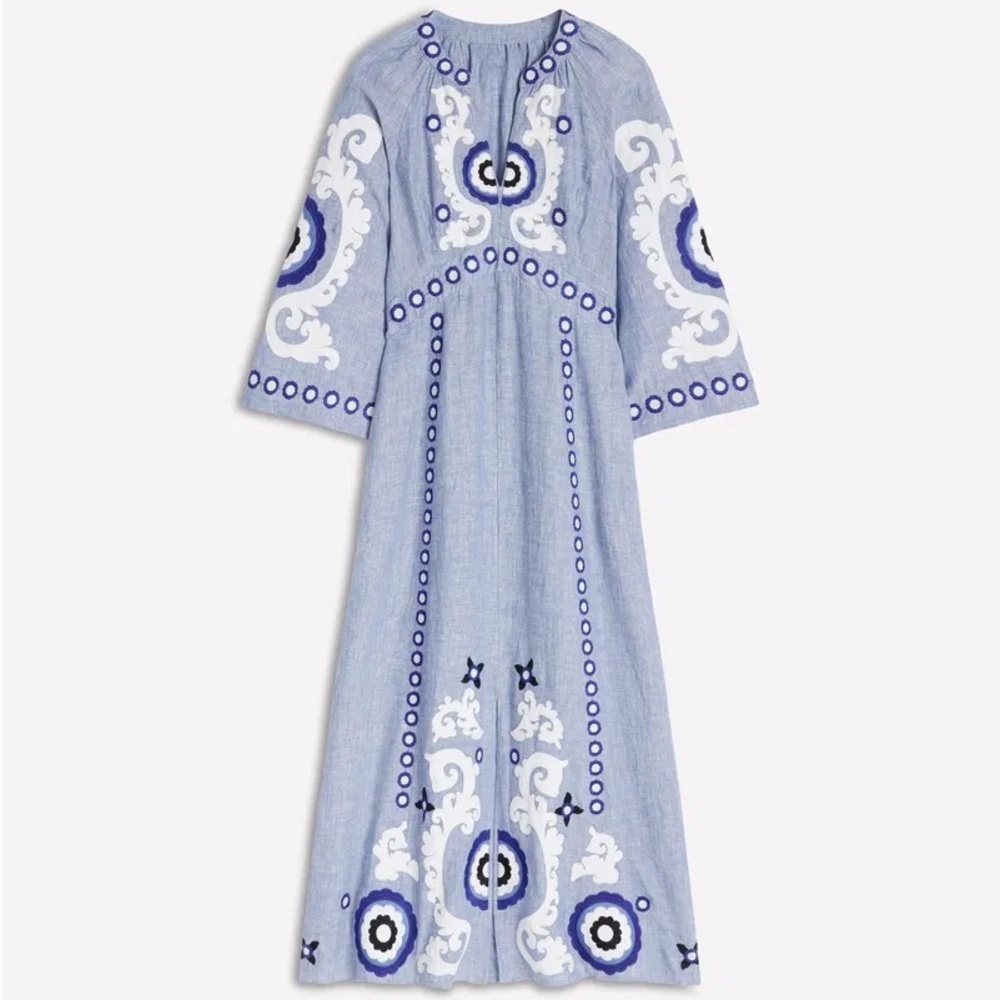 Boden Blue Embroidered Maxi Dress - Picture 3 of 9